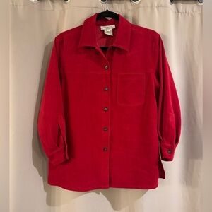 Smooth Petite Red Button-Up Women's Top